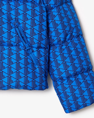Women's Hooded Monogram Print Puffer Jacket with Puffed Croc