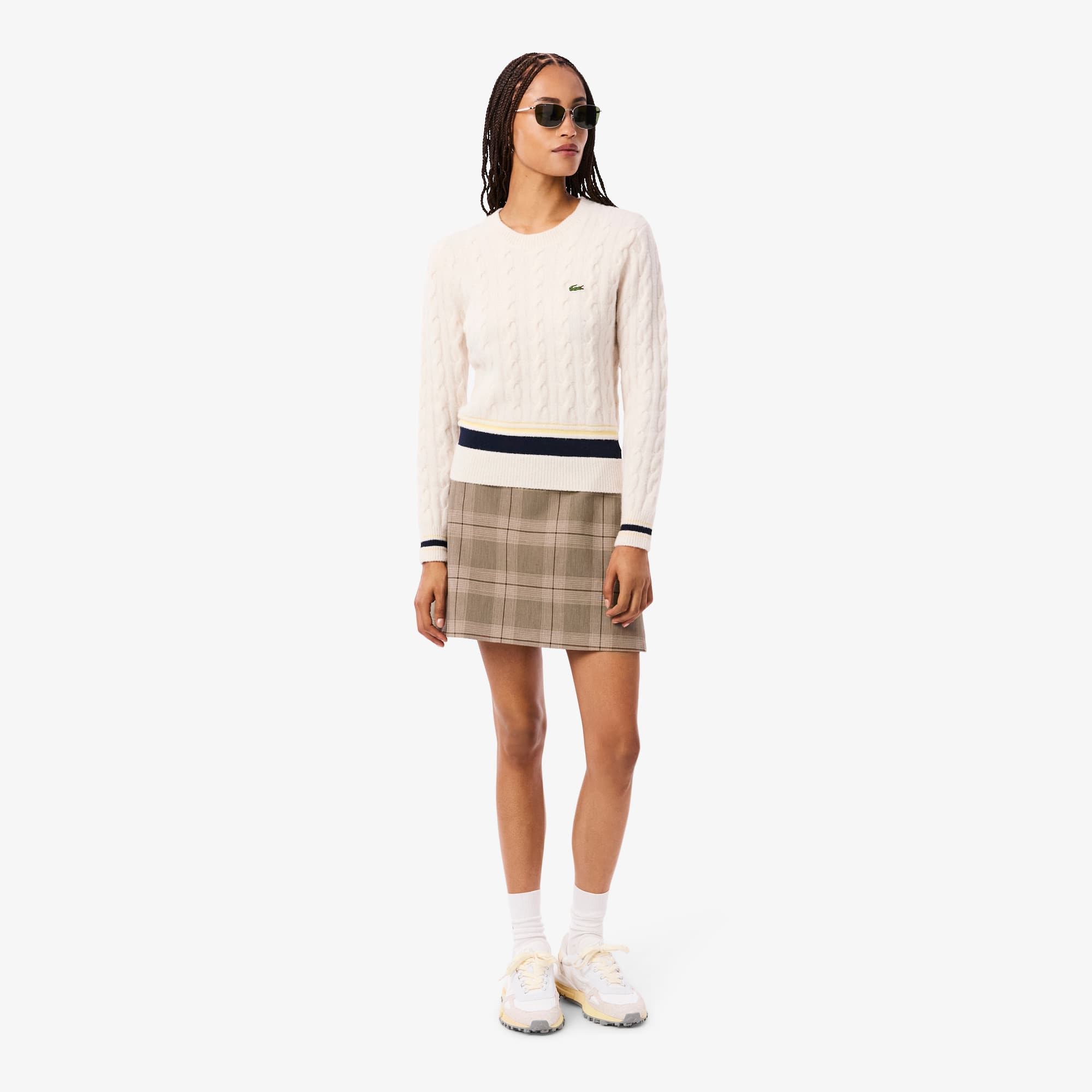 Lacoste Falda Corta A Cuadros Repelente Al Agua Beige