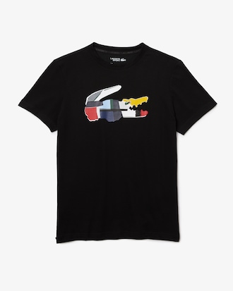 Men's SPORT Patchwork Crocodile Print Cotton T-Shirt