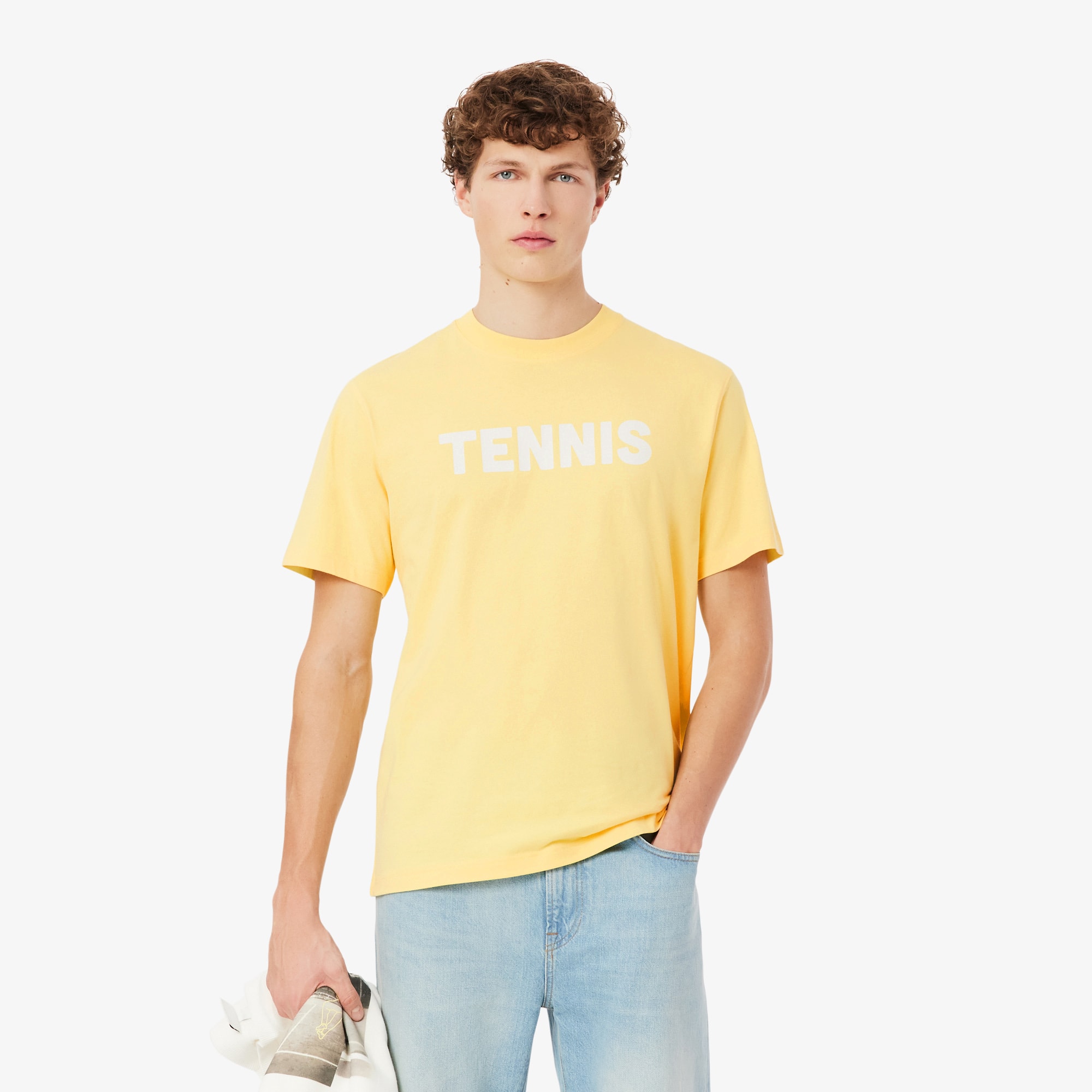 Lacoste Playera De Algodón Estampada Amarillo