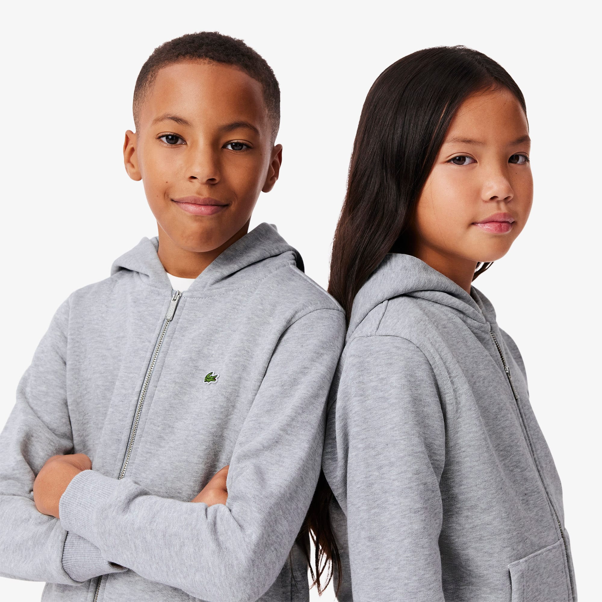 【U LAN】Toto Fleece String Two-Way Hooded Zip-Up Kids' Fleece Zip-Up Hoodie - Teens Sweaters & Sweatshirts