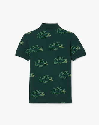 Kids' Crocodile Print Mini Piqué Polo