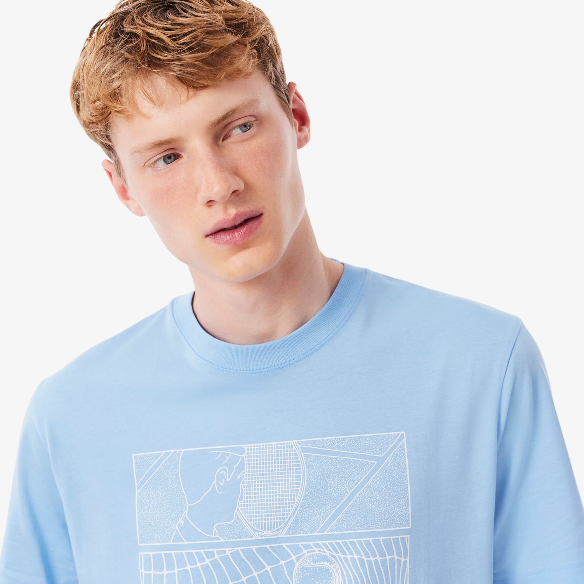 Men's Tennis Court Print Cotton T-Shirt - T-shirts - New In 2026