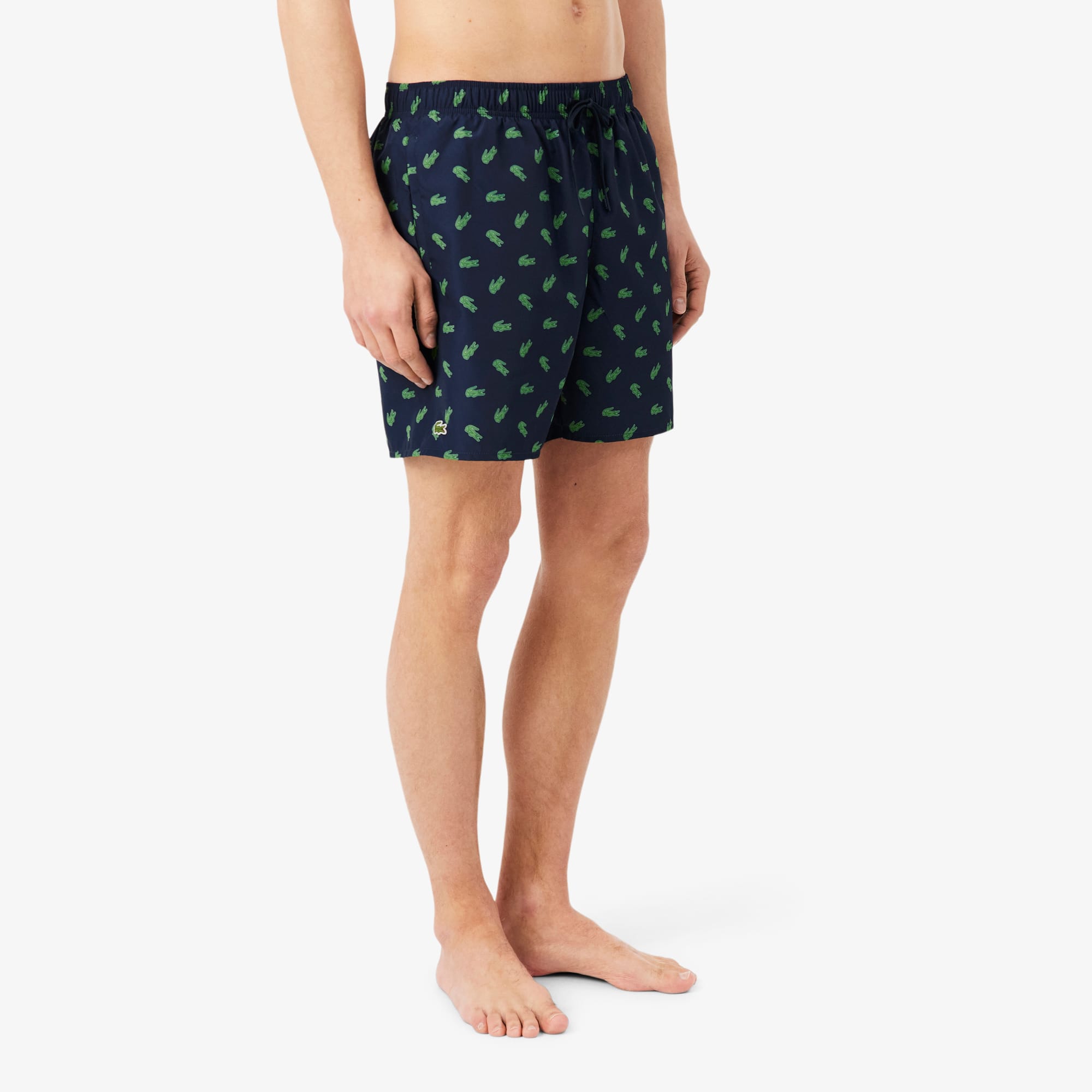 Mid Length Crocodile Print Swim Trunks