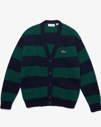 Women&rsquo;s Striped Wool Blend Buttoned Cardigan