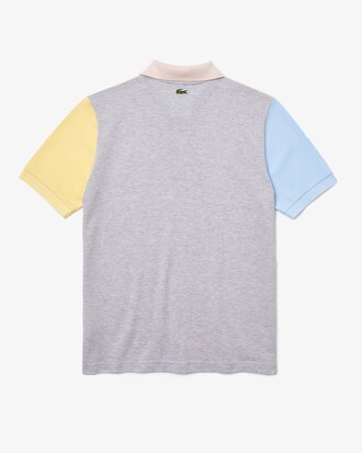 Polo unisex Lacoste L!VE de corte relajado en piqu&eacute; de algod&oacute;n color block