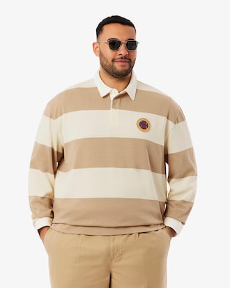 Men's Relaxed Fit Striped Rugby Polo