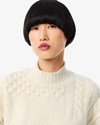 Pull col montant laine effet patchwork