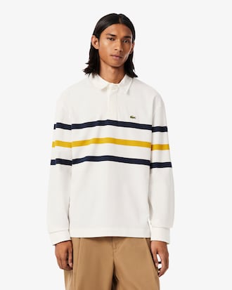 Relaxed Fit Striped Piqu&eacute; Rugby Polo Shirt