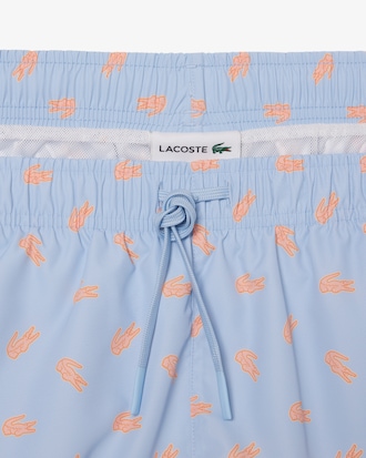 Mid Length Crocodile Print Swim Trunks