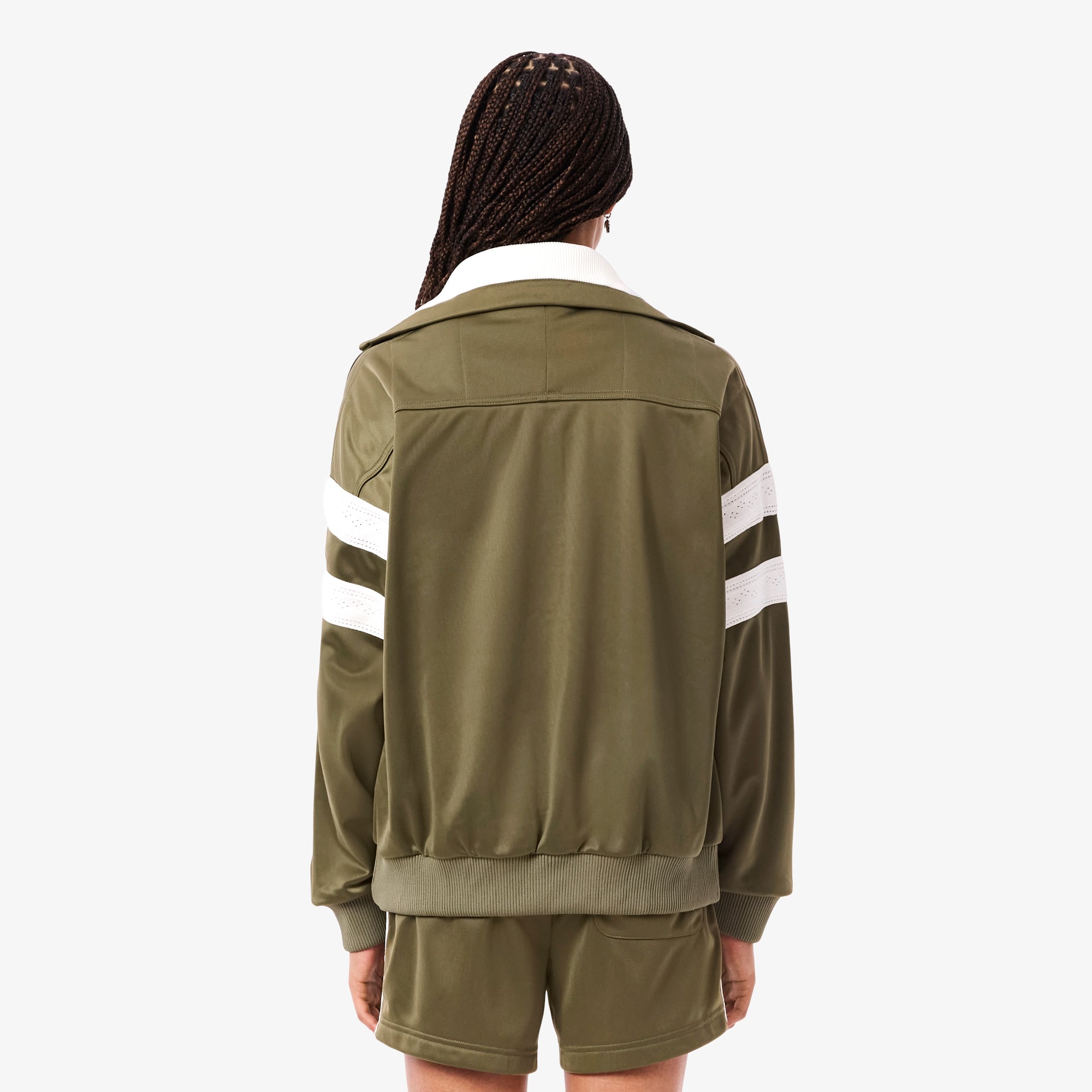 Women's Oversized Pointelle Stripe Satin Sweatshirt - Sweaters