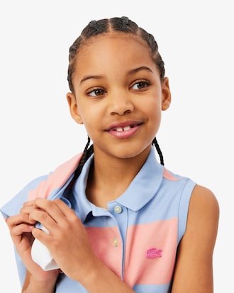 Sleeveless Striped Petit Piqu&eacute; Polo Dress