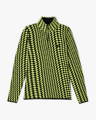 Pull col zipp&eacute; femme Lacoste jacquard bicolore