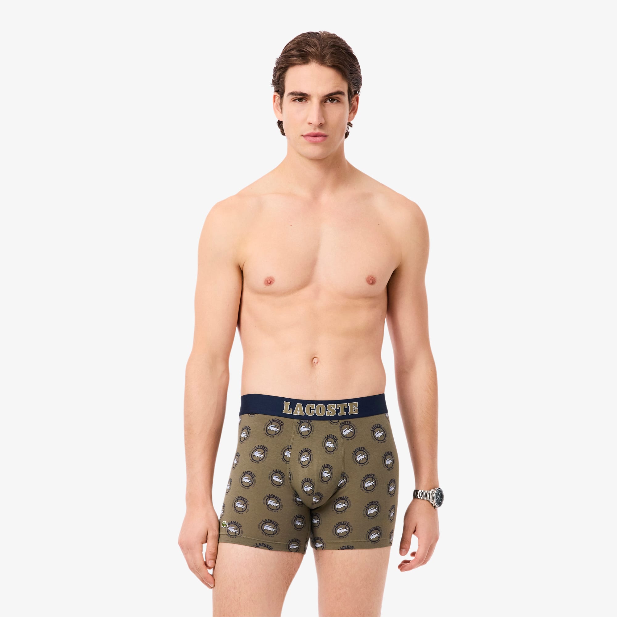 Lacoste Men's Printed Stretch Cotton Boxer Briefs