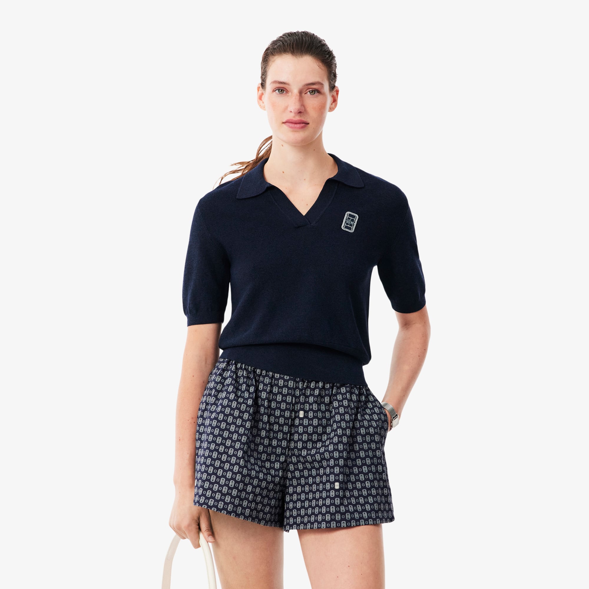 Lacoste Regular Fit Open Neck Badge Accent Knit Polo Shirt - Xs (34) In Blue
