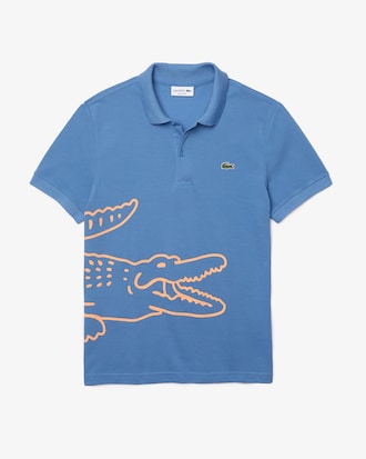 Polo Lacoste de corte regular en piqu&eacute; de algod&oacute;n con estampado de cocodrilo para hombre