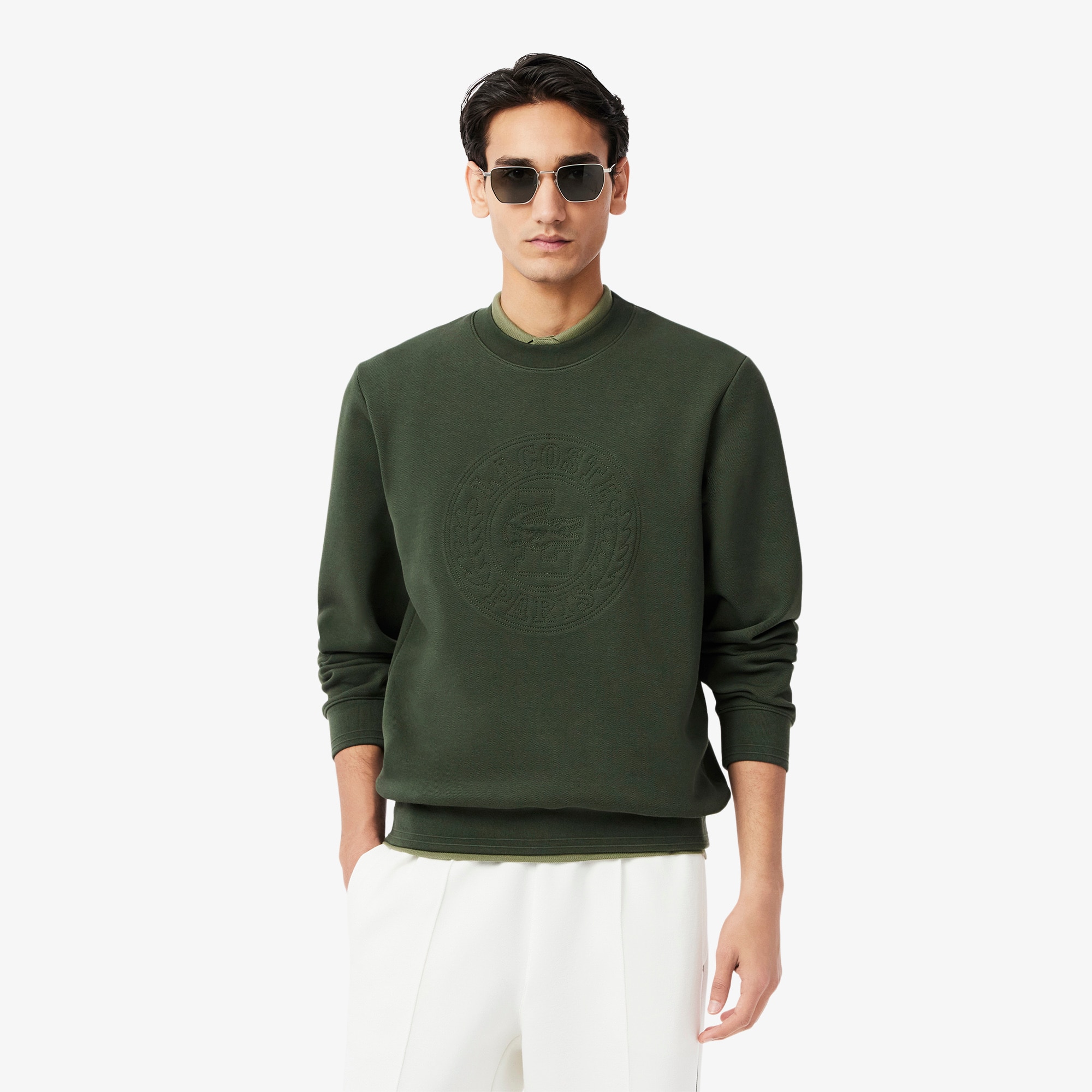 Men's Embossed Logo Piqué Sweatshirt - Sweaters & Sweatshirts