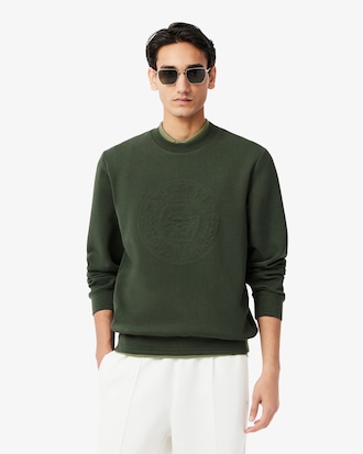 Men's Embossed Logo Piqu&eacute; Sweatshirt