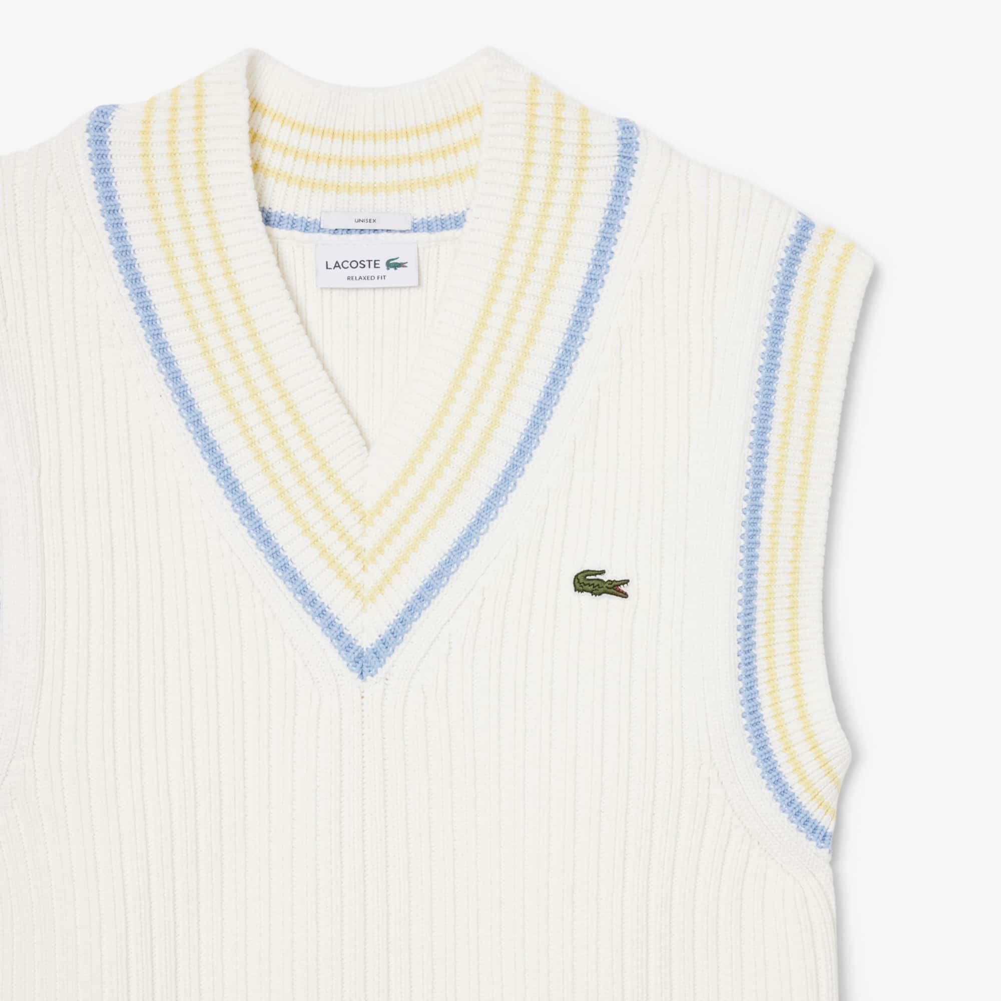 Striped Rib Knit Cotton Sweater Vest