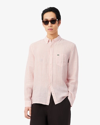 Men's Regular Fit Striped Linen Shirt