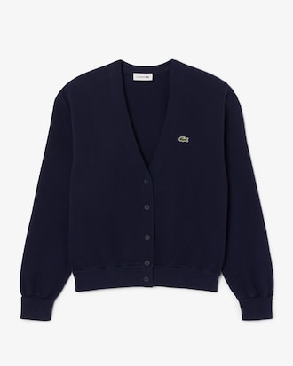 Women's V-Neck Moss Stitch Cotton Cardigan