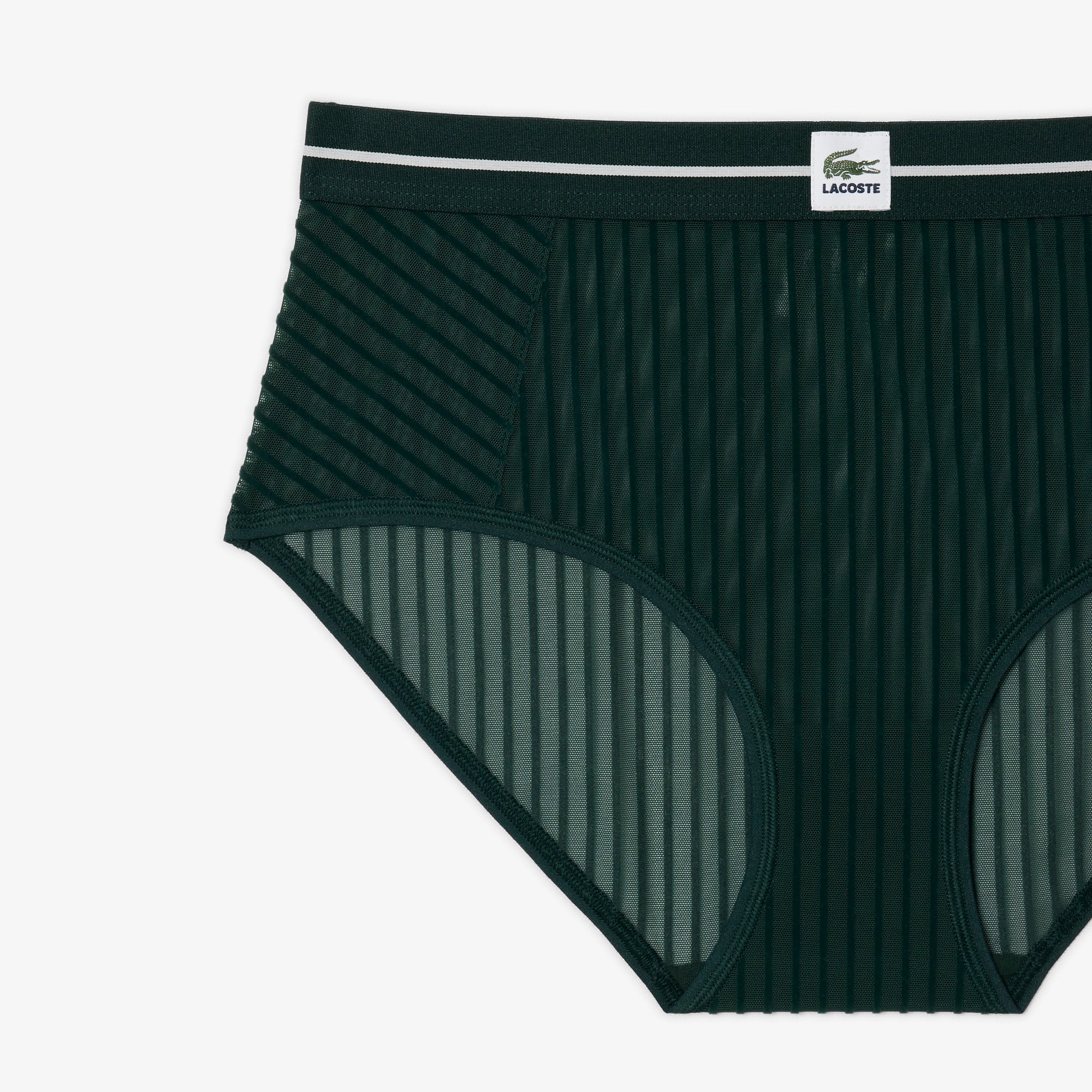 High Waist Velour Stripe Mesh Briefs