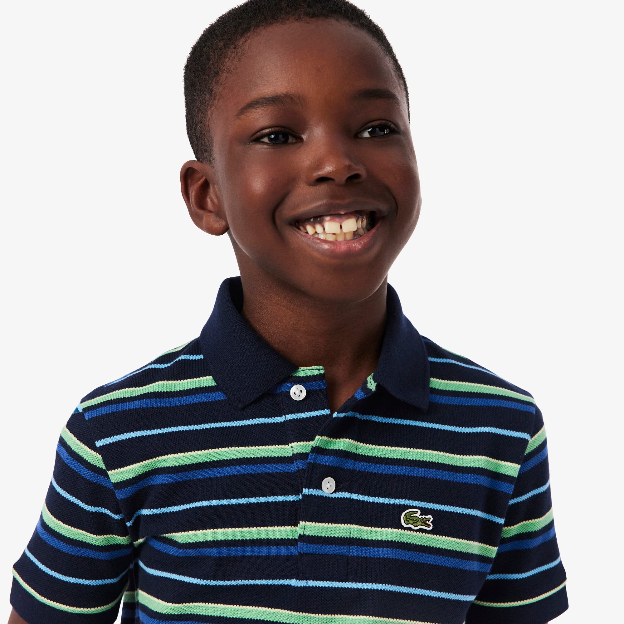 Boys' Contrast Stripe Petit Piqué Polo