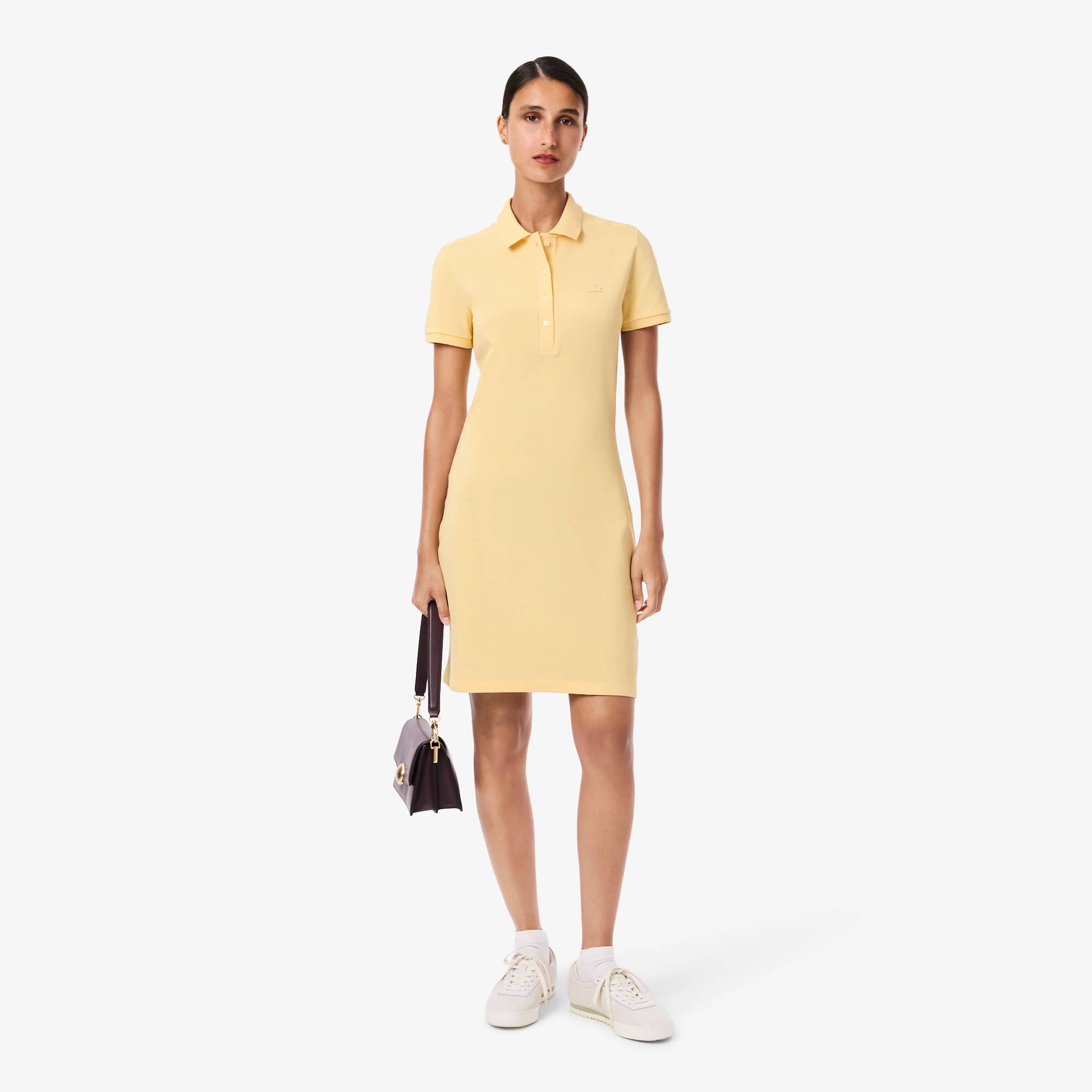 Lacoste Women's Slim Fit Stretch Mini Piqué Polo Dress - 34 In Yellow