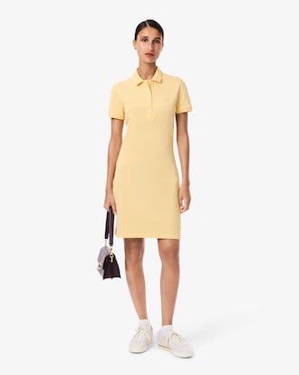 Robe polo en piqu&eacute; de coton stretch