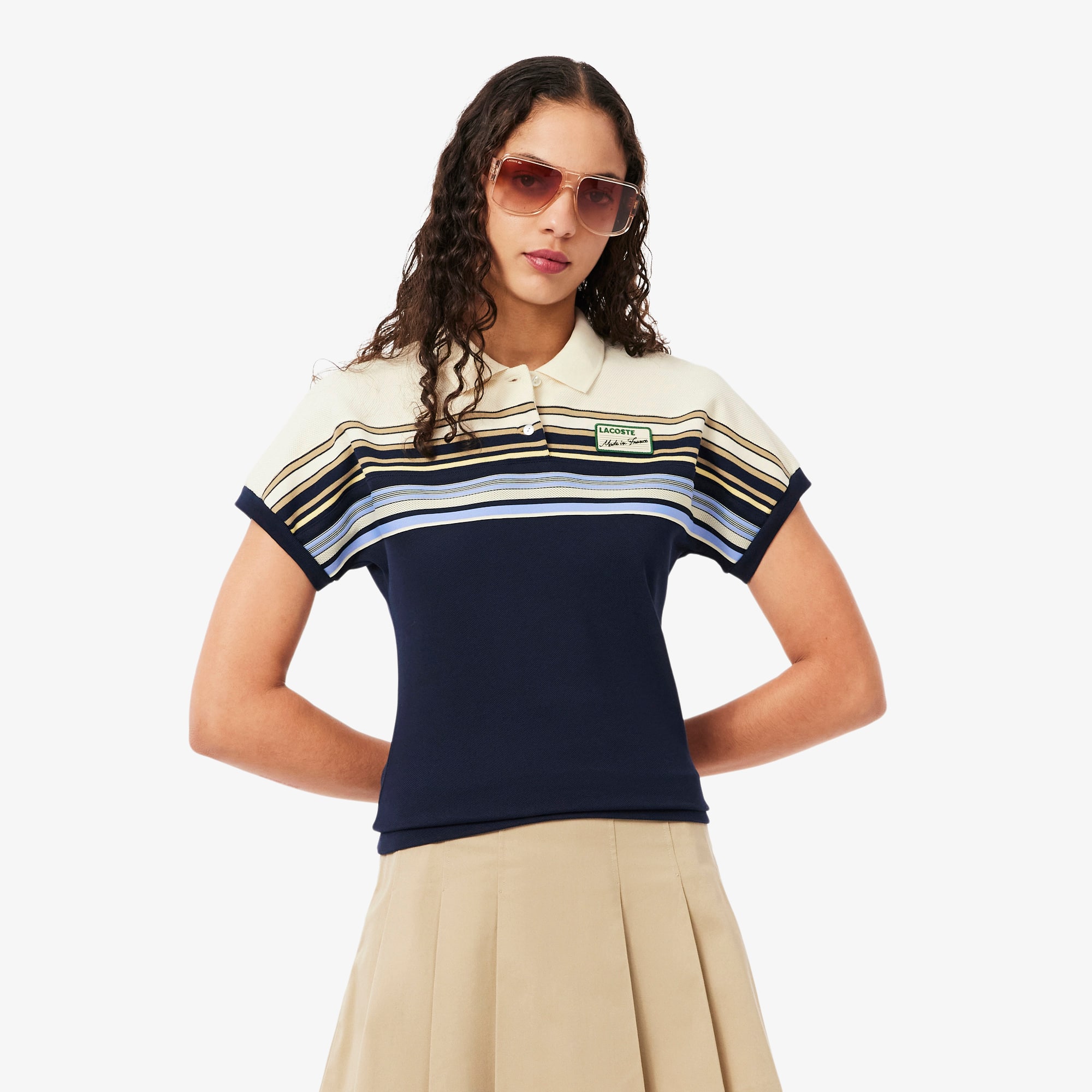 Lacoste Women's Made In France Slim Fit Striped Polo - 38 In Multi