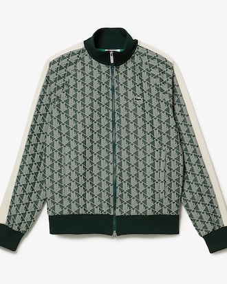 Sudadera de corte regular con estampado de monogramas y cierre para hombre