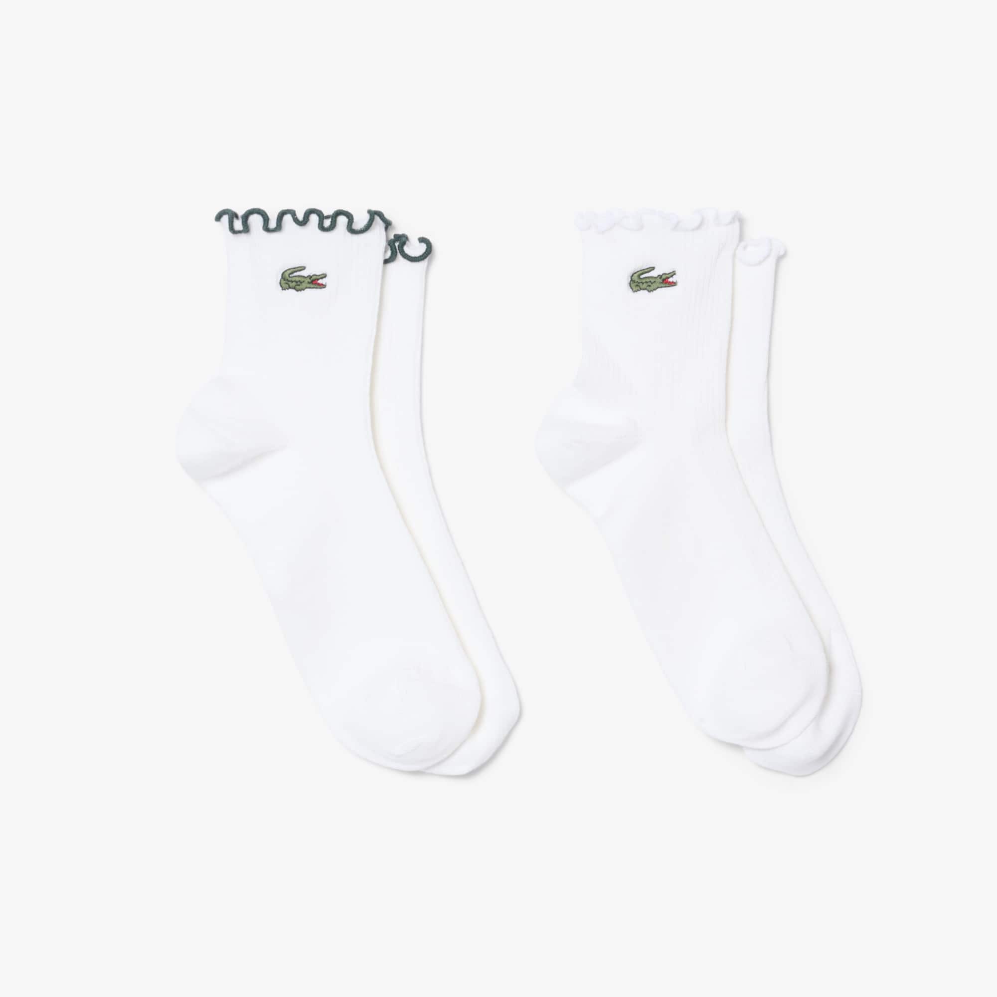 Lacoste 2-pack Frilled Socks - 9 - 12.5 In White