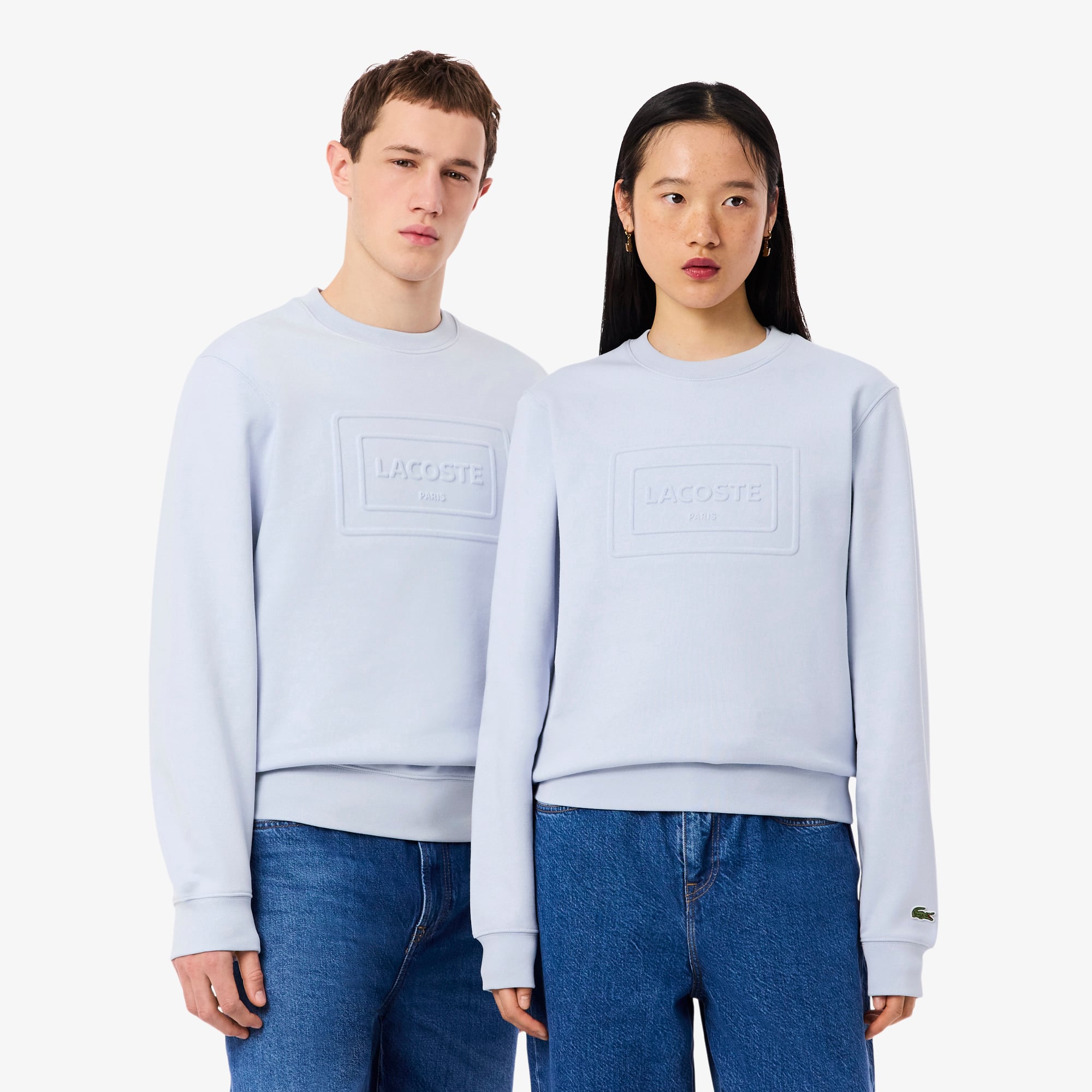 Lacoste Embossed Fleece Sweatshirt In Blue