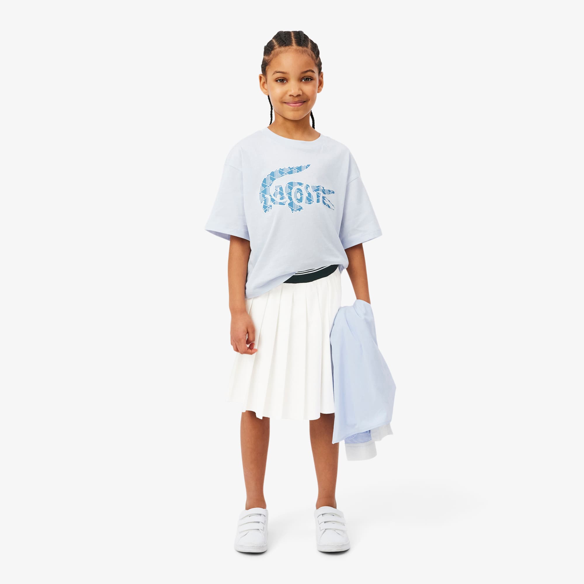 Lacoste Girls' Oxford Cotton Pleated Skirt
