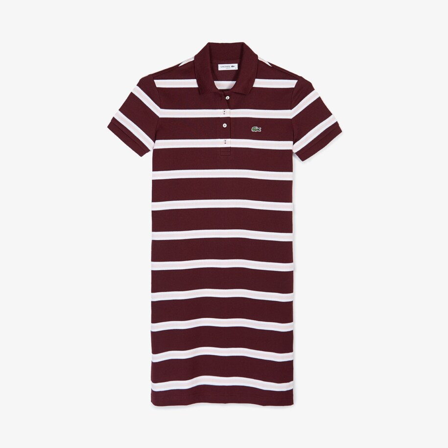 Women S Striped Stretch Cotton Polo Dress Lacoste