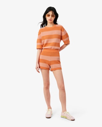 Shorts De Punto De Malla A Rayas