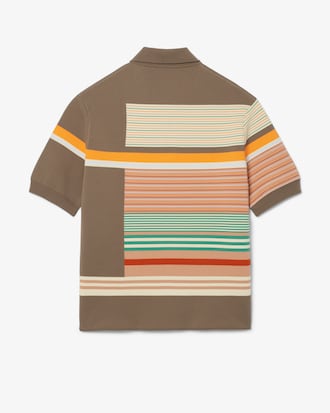 Runway Textured Stripe Polo Collar Sweater