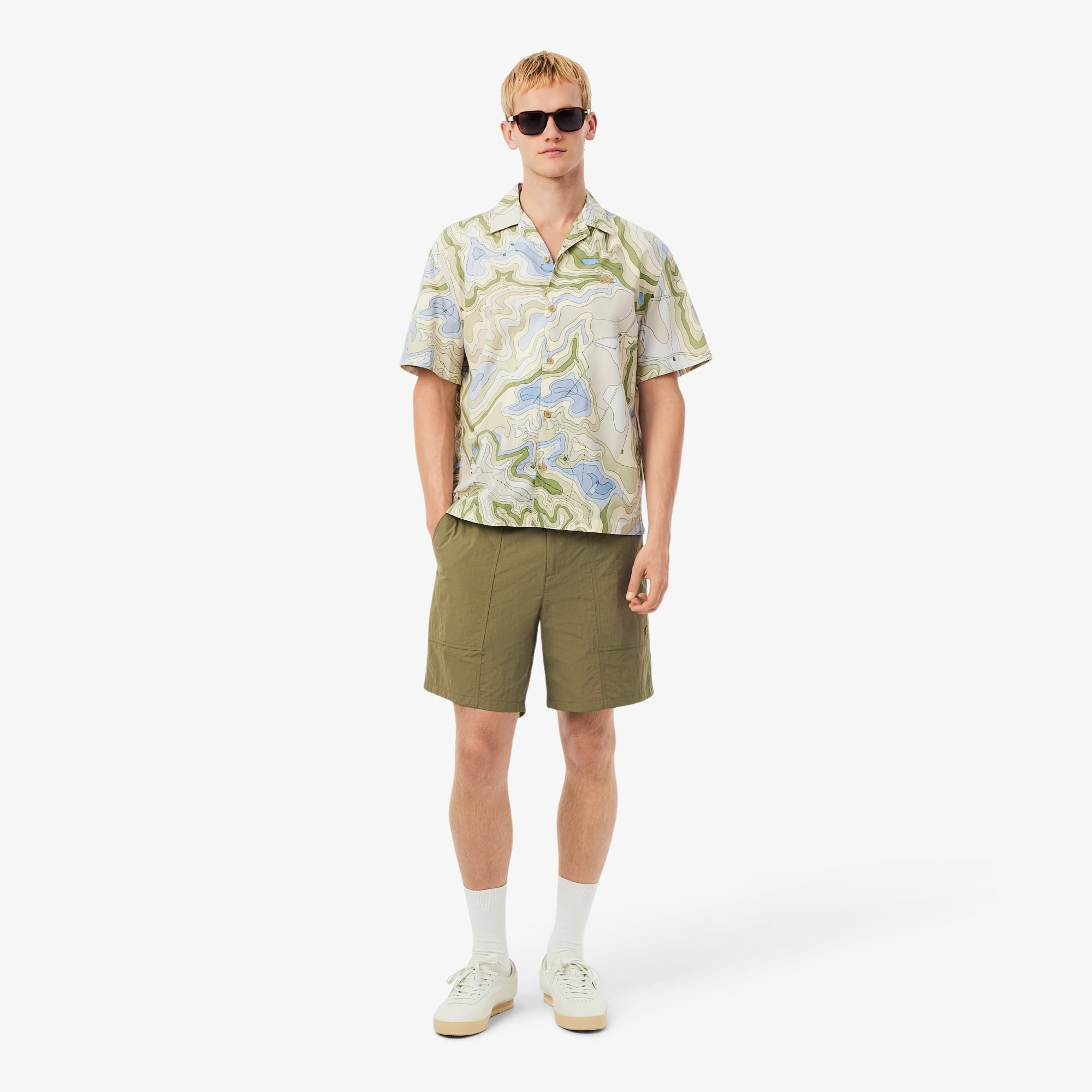 Lacoste Men's Water-repellent Wind Resistant Nylon Shorts - Xl - 6 In Green