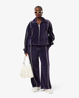 Women's Oversized Zip-Up Velour Sweatshirt