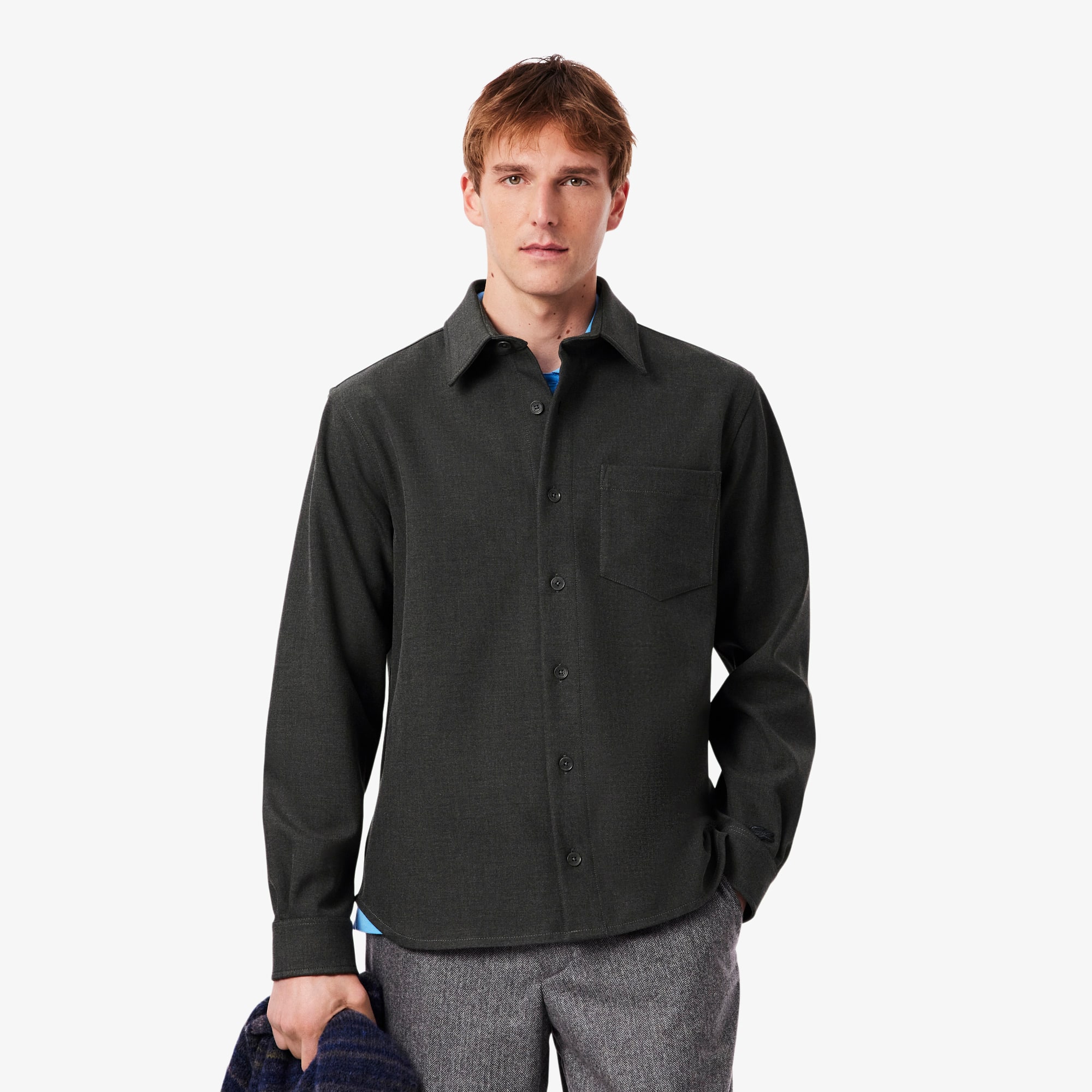 Lacoste Men's Oversized Double Face Overshirt - 17½ - 44 In Black