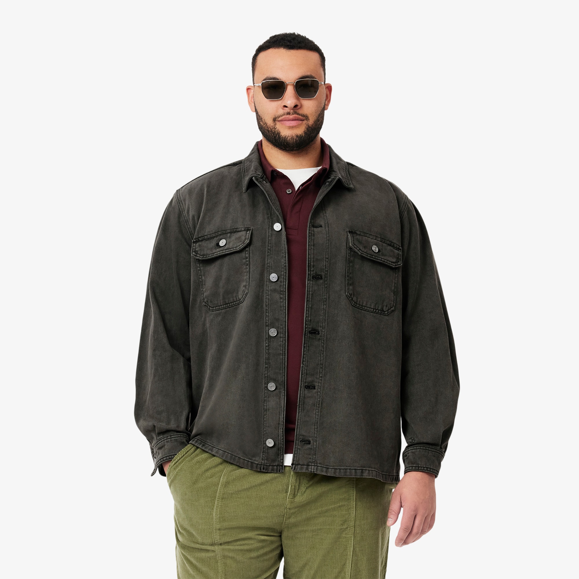 Men's Oversized Denim Overshirt - Button Down Shirts - New In 2026