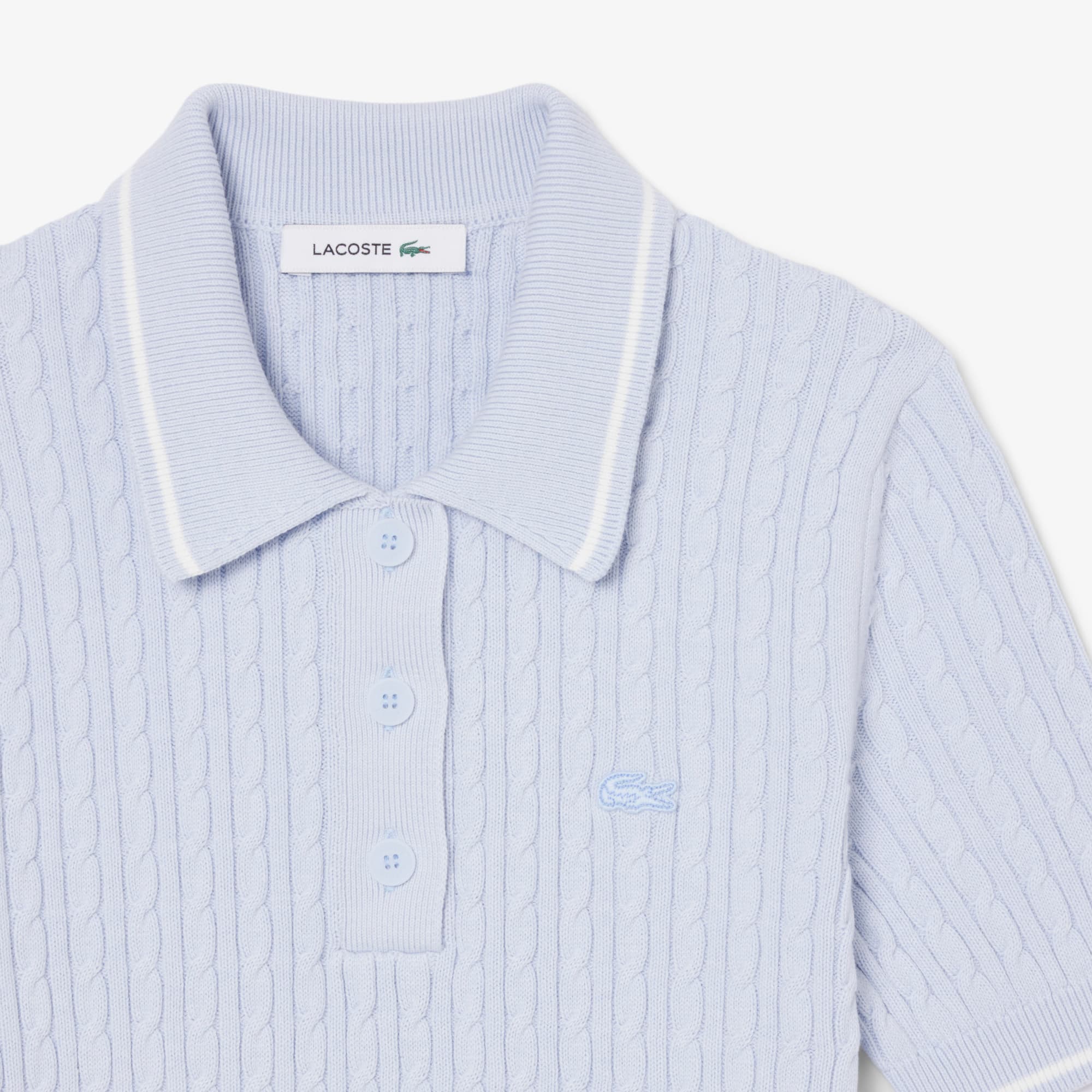 Striped Cable Knit Polo Collar Sweater - Sweaters & Sweatshirts