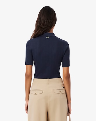 Women's Slim Fit Pointelle Branded L.12.D Polo