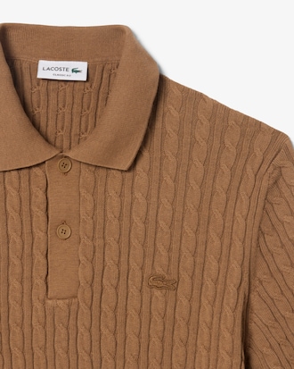 Classic Fit Cable Knit Cotton Polo Shirt