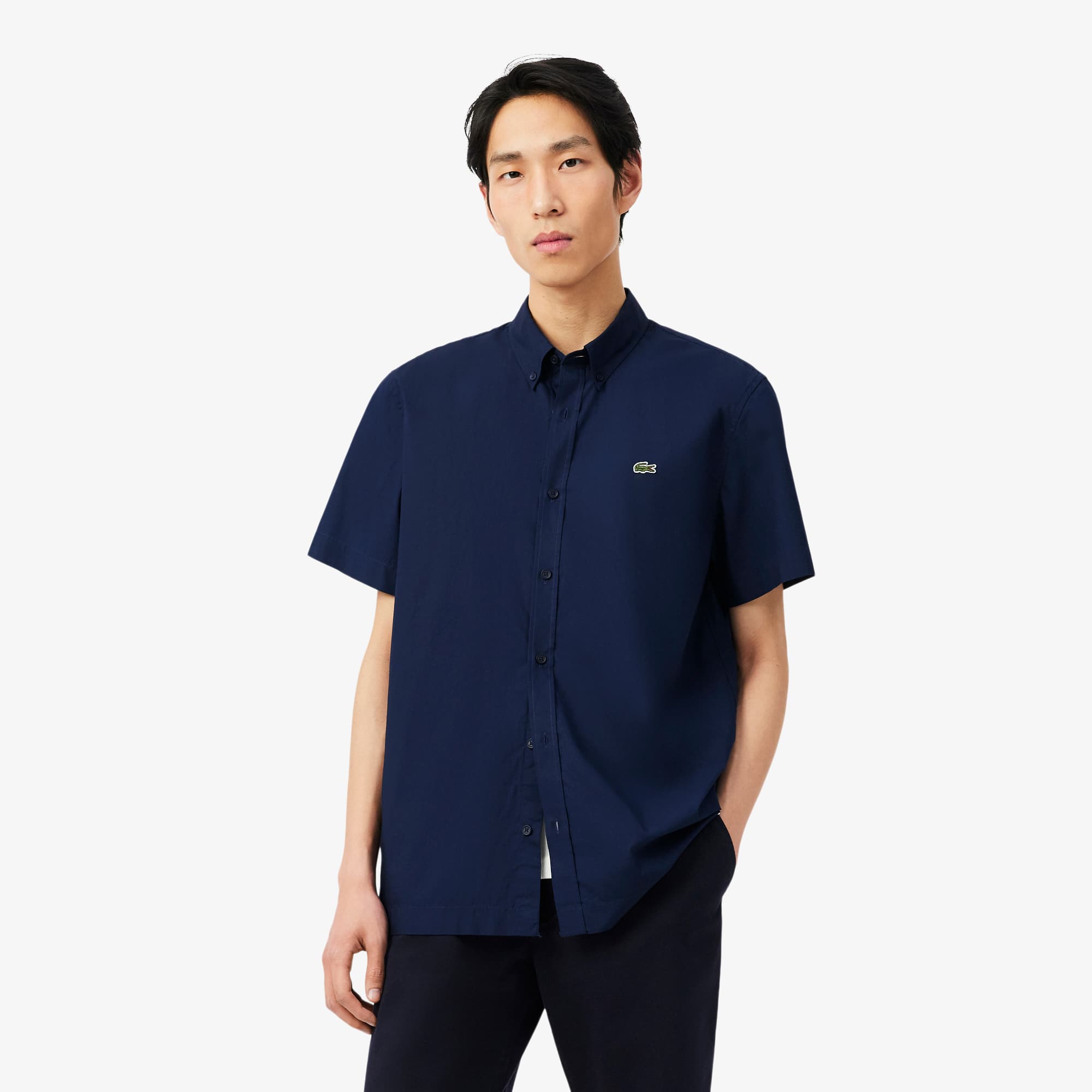 lacoste dress shirt Lacoste Men's Regular Fit Short Sleeve Oxford Shirt - 17