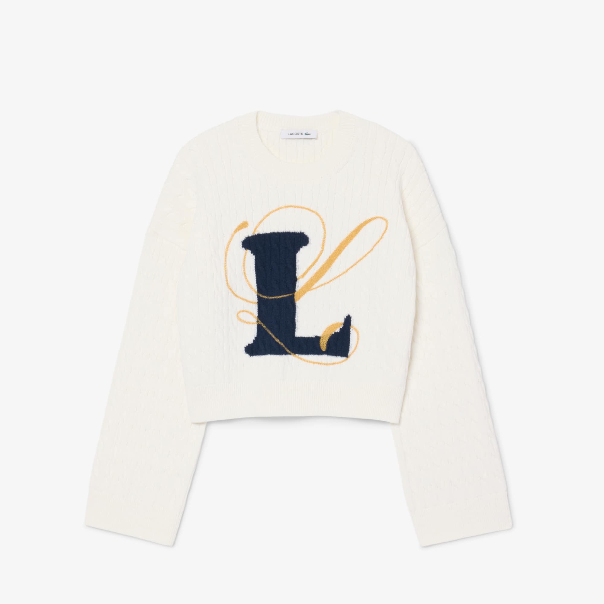 Embroidered Intarsia Cable Knit Sweater - Sweaters & Sweatshirts