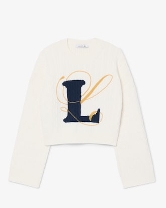Embroidered Intarsia Cable Knit Sweater
