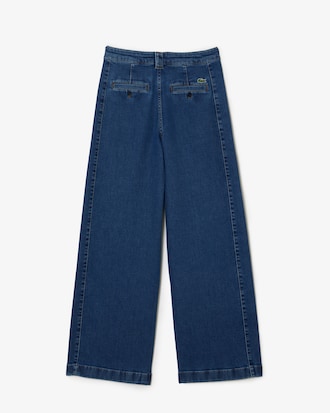 Jeans de mezclilla elásticos con pierna ancha y cintura alta
