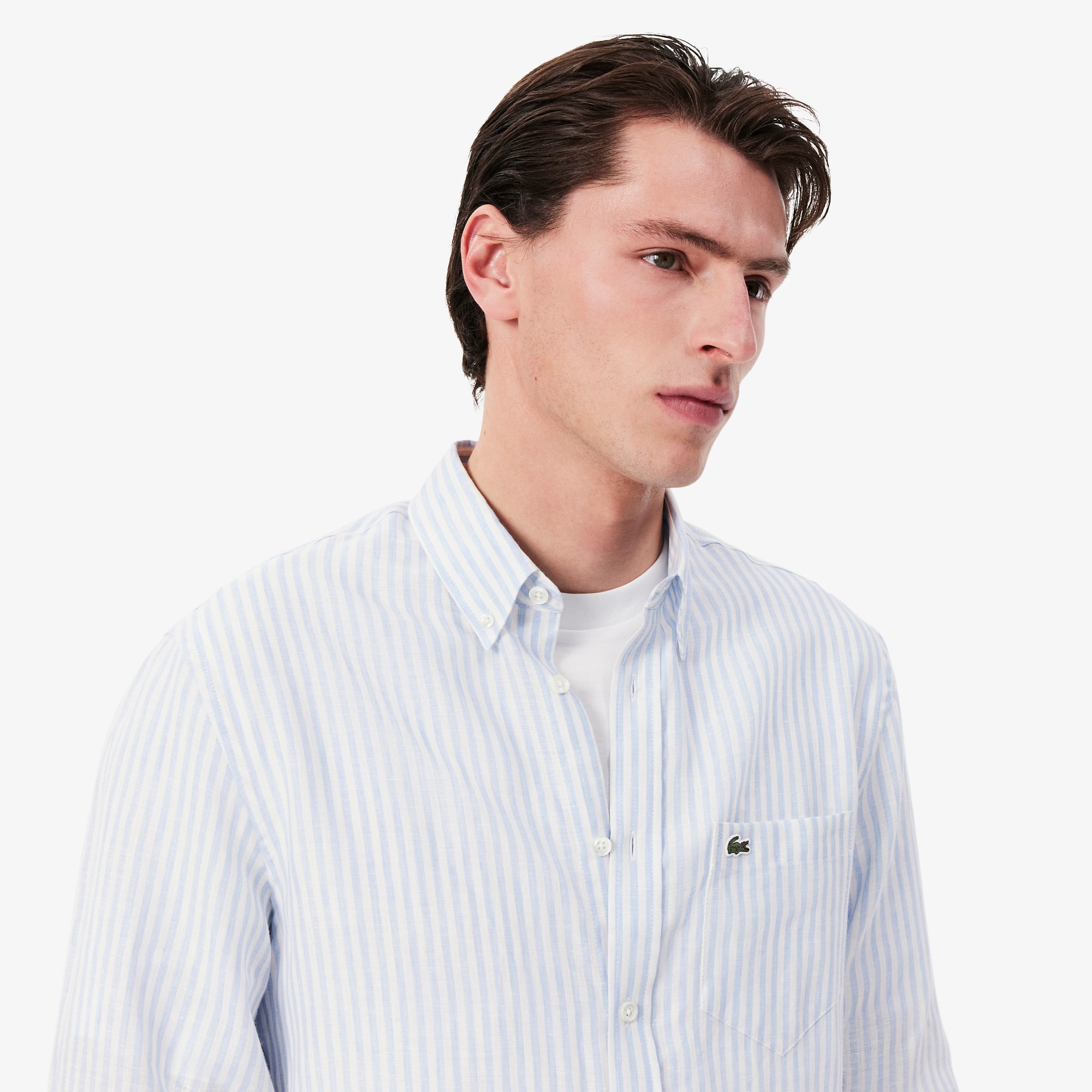 ラコステ LACOSTE カラーブロックストライプシャツ （ホワイト