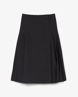Women's Pleated Wool Midi Wrap Skirt